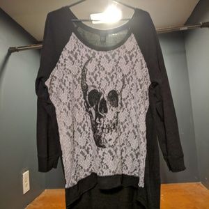 Torrid Sheer Lace Skull Shirt 3x